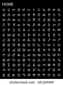 vector black home appliances icons set
