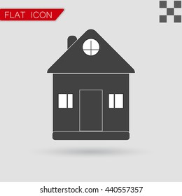 Vector Black Home icon Flat Style with red