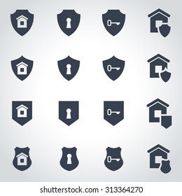 Vector Black Home Security Icon Set. 