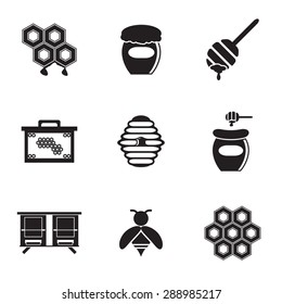 Vector black Honey icon set on white background