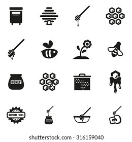 Vector black honey icon set. 