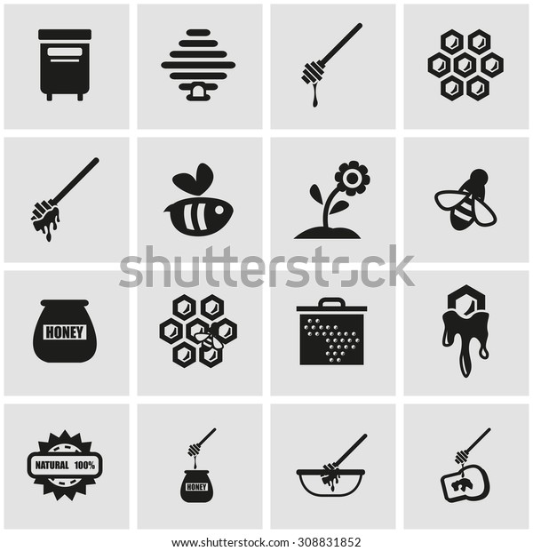 Vector Black Honey Icon Set Stock Vector (Royalty Free) 308831852