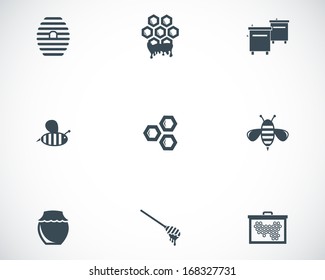 Vector black honey icons set on white background