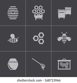 Vector black honey icons set