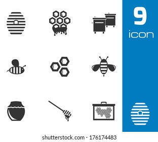 Vector black honey icons set on white background