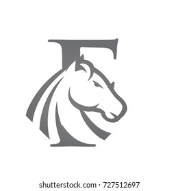 Vector Black Horse Initial F Solid Logo 
