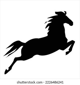 vector of a black horse running on a white backround.animals shapes.tattoo .
