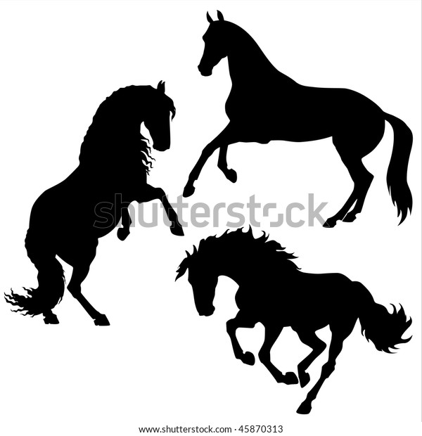 Vector Black Horses Stock Vector (Royalty Free) 45870313