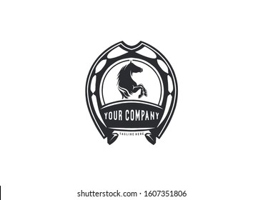 Vector Black Horseshoe Vintage Logo