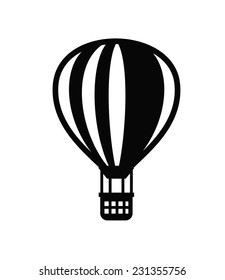 vector black Hot Air Balloon icon on white background