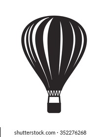 vector black Hot air balloon icon on white background