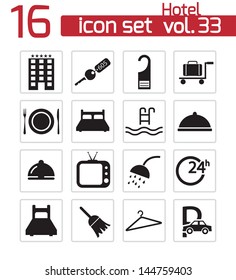 Vector black hotel icon set