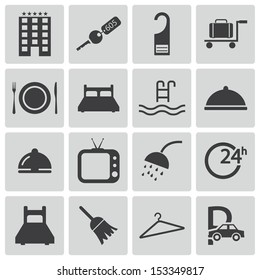 Vector black  hotel icons set