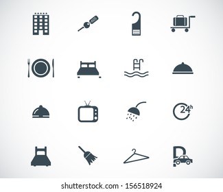 Vector black  hotel icons set