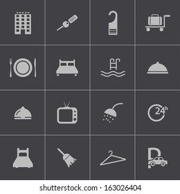 Vector black  hotel icons set