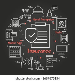 Vector black hotel service square concept - Hotel Insurance Paper