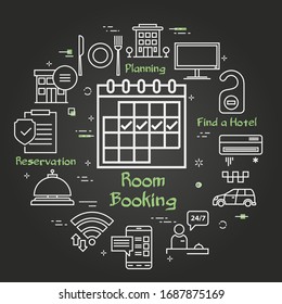 Vector black hotel service square concept - Room Booking