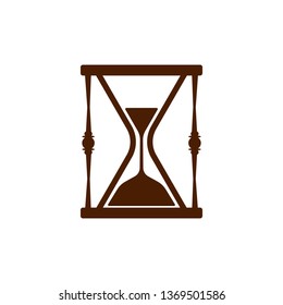 Vector black hourglass icon on white background. 