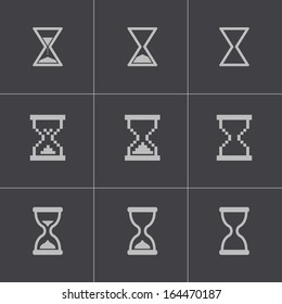 Vector black hourglass icons set