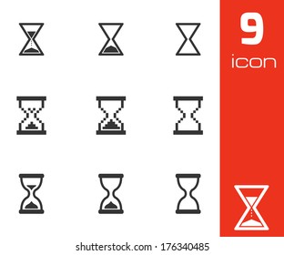 Vector black hourglass icons set white background