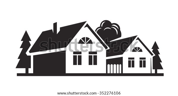 Vector Black House Icon On White Stock Vector (Royalty Free) 352276106