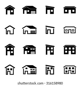 Vector black house icon set.