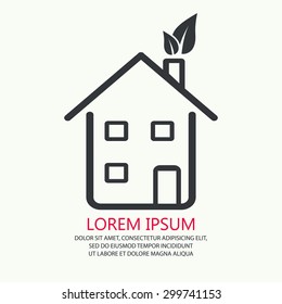 Vector of black house symbol or icon, eco house, house illustration