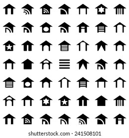 Vector Black Houses Icons Set For Your Business Presentation And For Site Element. White Background 