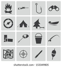 Vector black  hunting icons set
