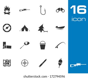 Vector Black  Hunting Icons Set on white background