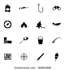 Vector Black  Hunting Icons Set on white background