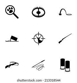 Vector black hunting icons set on white background