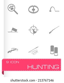 Vector black hunting icons set on white background