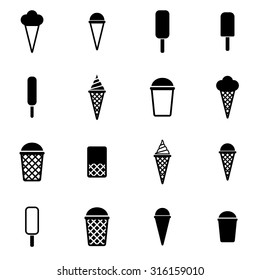 Vector black ice cream icon set