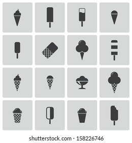 Vector black ice cream icons set