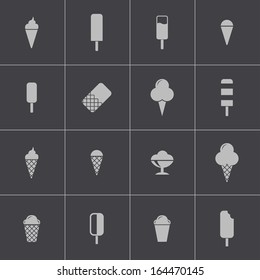 Vector black ice cream icons set