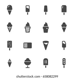 Vector black ice cream icons set on white background
