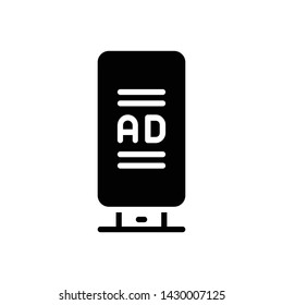 Vector black icon for ad board