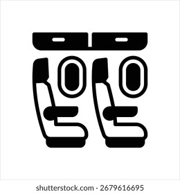 Vector black icon for airplane cabin