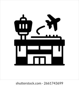Vector black icon for airport