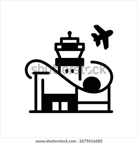 Vector black icon for airport terminal