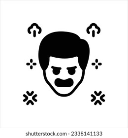 Icono negro del vector para enojado