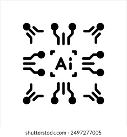 Vector black icon for artificial intelligence