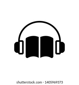 Vector black icon for audio book