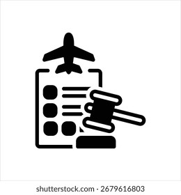 Ícone de vetor preto para regulamentos de aviação