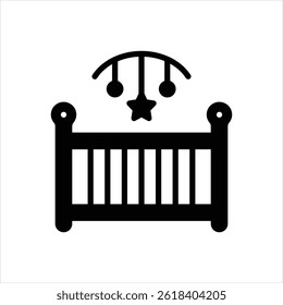 Ícone preto vetorial para cama de bebê