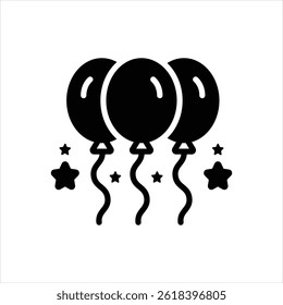 Ícone de vetor preto para balões