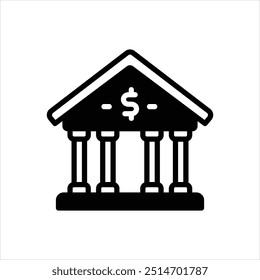 Icono negro del Vector para el banco