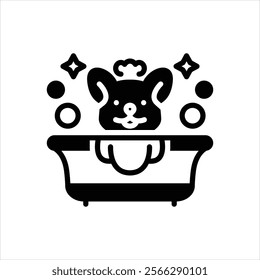 Vector black icon for bathing dog