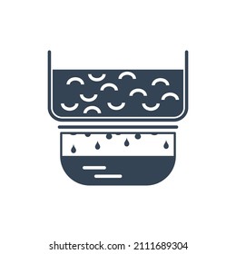 Vector black icon beverages and food industry, manufacture of dairy, curd and cheese production, fermentation, filtration